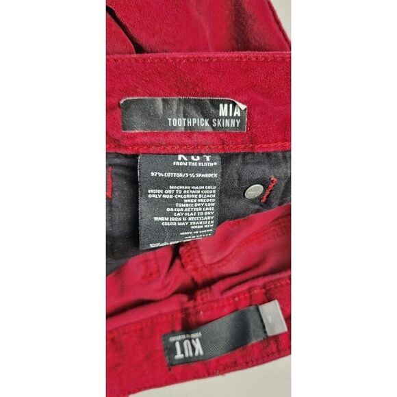 Kut from the Kloth Mia Toothpick Skinny Red Size 4 Pants - Picture 10 of 11